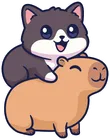 Cat riding Capy